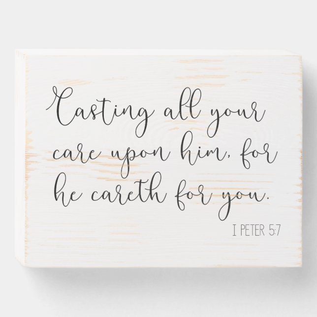 Bible Verse Sign I Peter 5:7 (Front Horizontal)