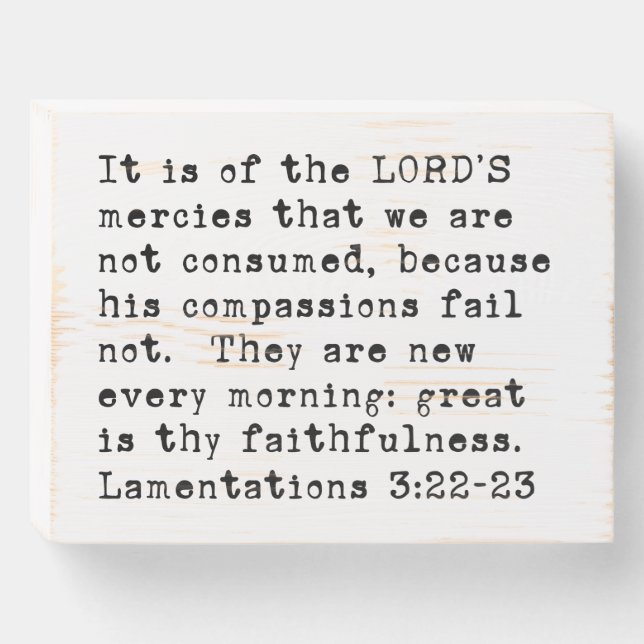 Bible Verse Sign Lamentations 3:22-23 (Front Horizontal)