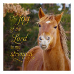 Bible Verse Smiling Chestnut Horse Perfect Poster at Zazzle