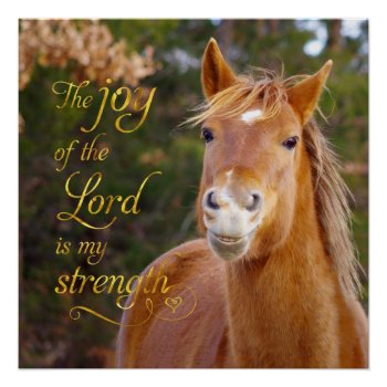 Bible Verse Smiling Chestnut Horse Perfect Poster by Walnut_Creek at Zazzle