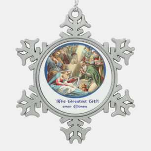 Bible Verse Snowflake Pewter Christmas Ornament