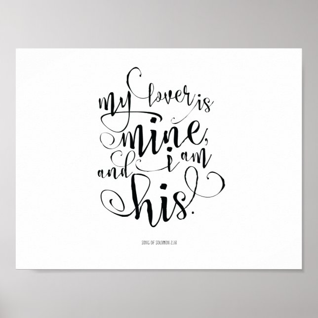 Bible Verse Song of Solomon 2:16 in calligraphy Poster (Front)