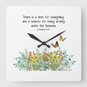 Bible Verse Spring Season Wildflower Square Wall Clock