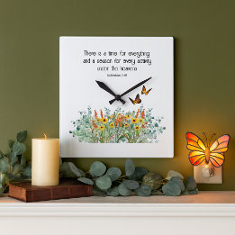 Bible Verse Spring Season Wildflower  Square Wall Clock