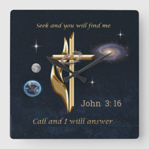 Bible verse square wall clock