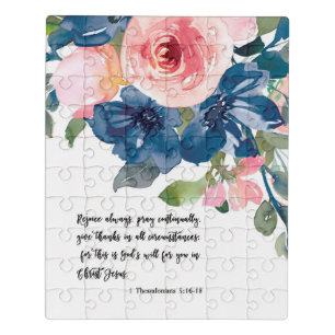 Bible Verse Thessalonians scripture Floral Jigsaw Puzzle
