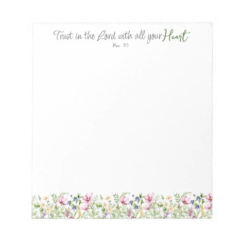 Bible Verse Trust in the Lord with Botanical Theme Notepad