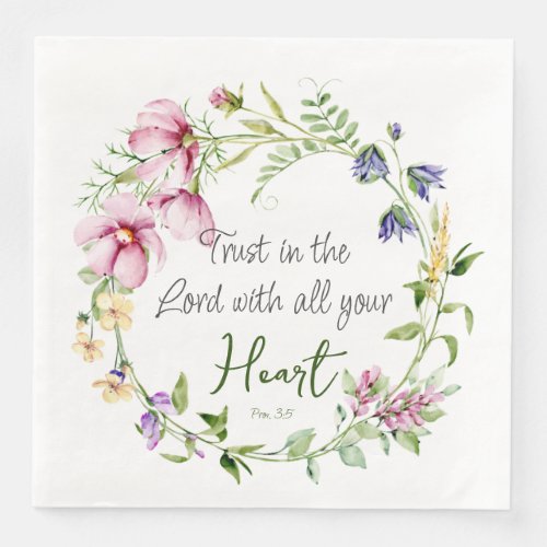 Bible Verse Trust in the Lord with Botanical Theme Paper Dinner Napkins