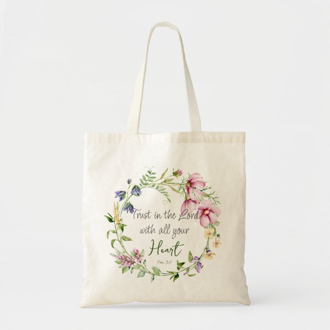 Bible Verse Trust in the Lord with Monogram Tote B (Front)