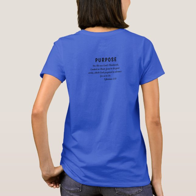 Bible Verse  Typography Blue Personalize T-Shirt (Back)