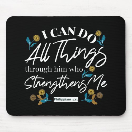 bible verse typography floral art black ver mouse pad