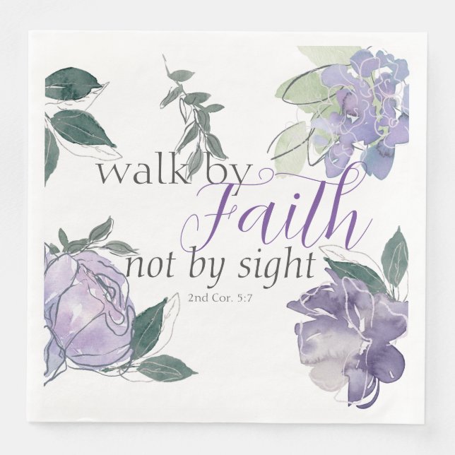 Bible Verse Walk By Faith Not By Sight Paper Dinner Napkins (Front)