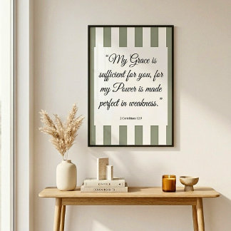 Bible Verse Wall Art, 2 Corinthians 12:9 Framed Art