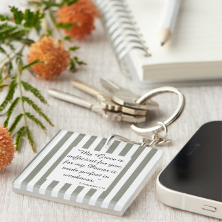 Bible Verse Wall Art, 2 Corinthians 12:9 Keychain
