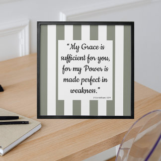 Bible Verse Wall Art, 2 Corinthians 12:9 Peel And Stick Photo Tile