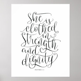 Bible verse wall art proverbs 31:25 calligraphy