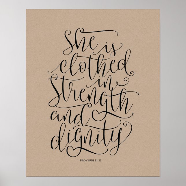 Bible verse wall art proverbs 31:25 calligraphy v3 (Front)