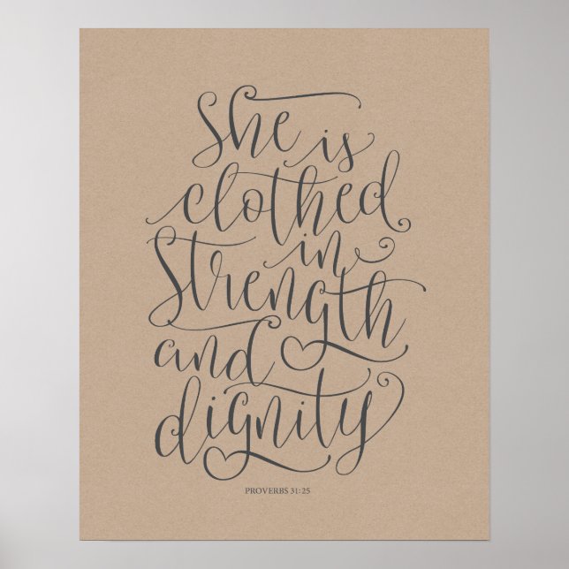 Bible verse wall art proverbs 31:25 calligraphy v4 (Front)