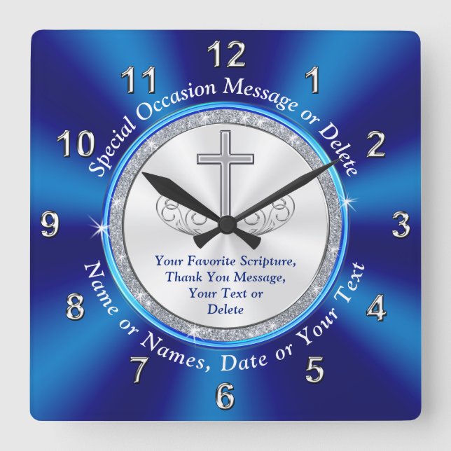 Bible Verse Wall Clock, Personalized, Any Occasion Square Wall Clock (Front)