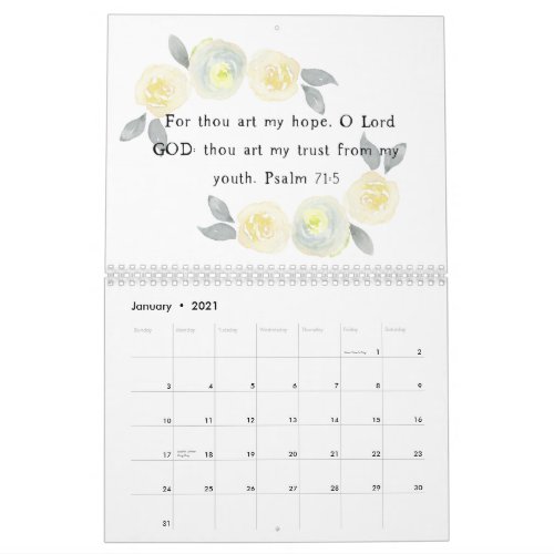 Bible Verse Watercolor Art Calendar KJV