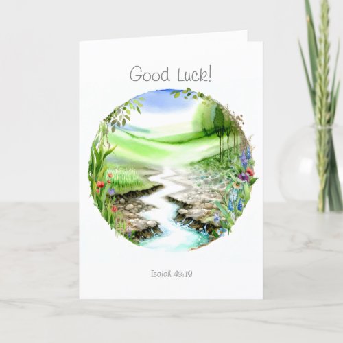 Bible Verse Watercolor Landscape Good Luck Card