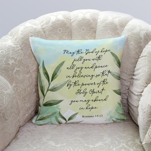 Bible verse watercolor leaves Romans throw pillows