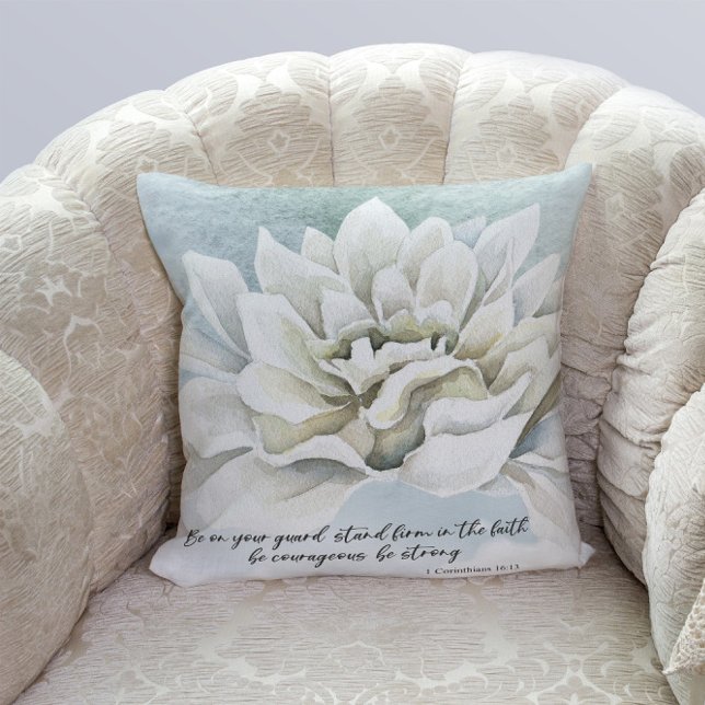 Bible verse white floral throw pillows (Creator Uploaded)
