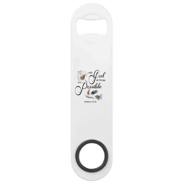 BIble verse- with god all things are possible Bar Key (Front)