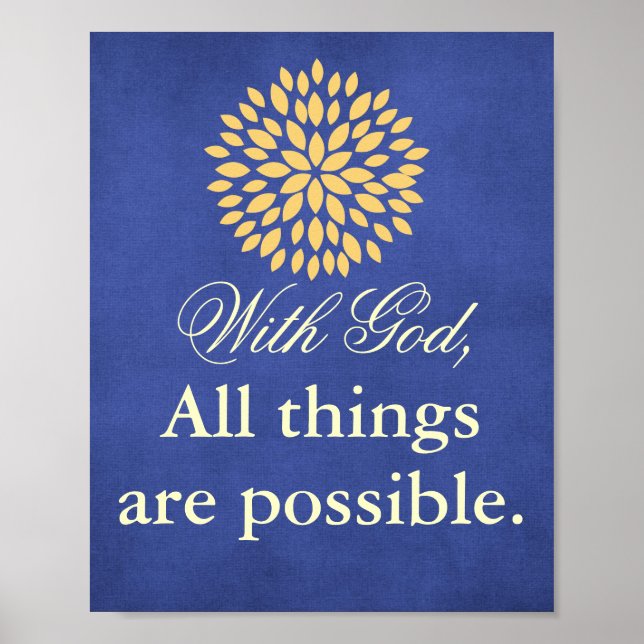 Bible Verse With God All things Possible Christian Poster (Front)