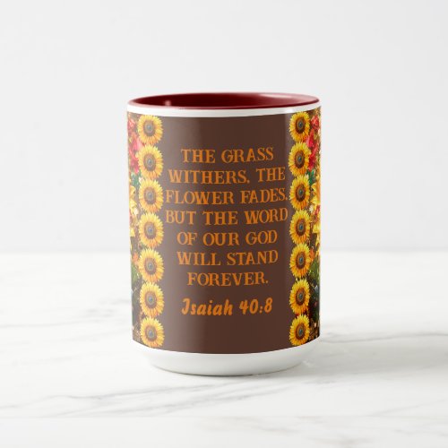 Bible Verse With Sunflower William Morris Art Mug