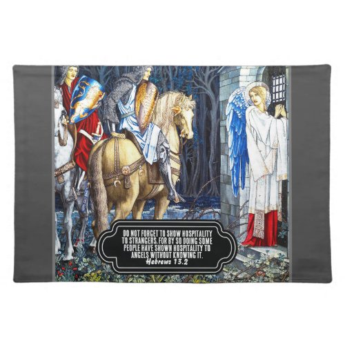 Bible Verse With William Morris Angel Print Cloth Placemat