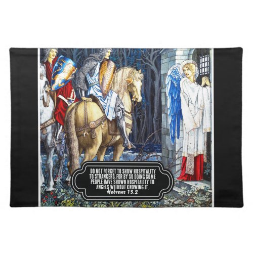 Bible Verse With William Morris Angel Print Cloth Placemat