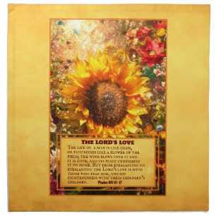 Bible Verse With William Morris Sunflowers Cloth Napkin