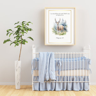 Bible Verse Woodland Nursery Art, Deer, Photo Print