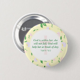Bible Verse Yellow Spring Watercolor Floral Button
