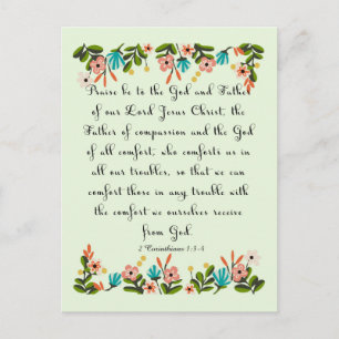 Bible Verses Art - 2 Corinthians 1:3-4 Postcard