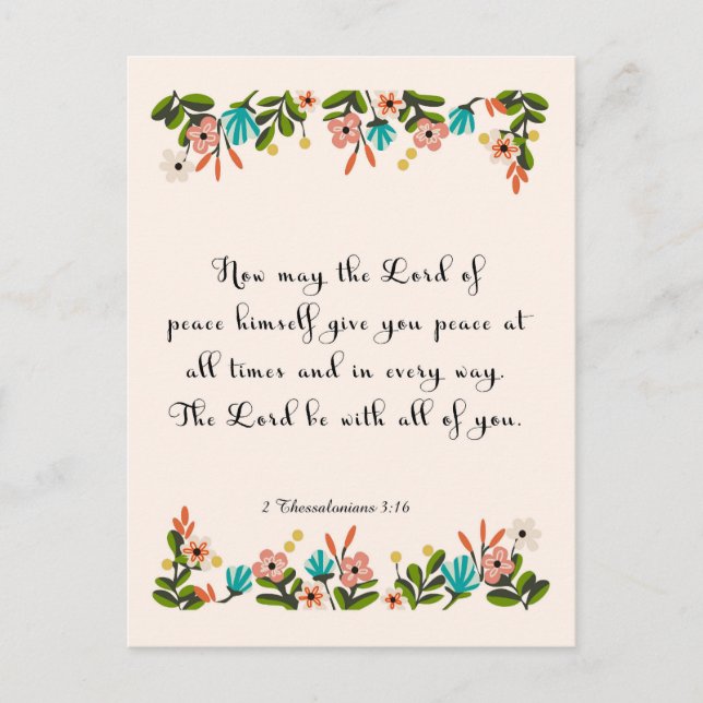 Bible Verses Art - 2 Thessalonians 3:16 Postcard (Front)