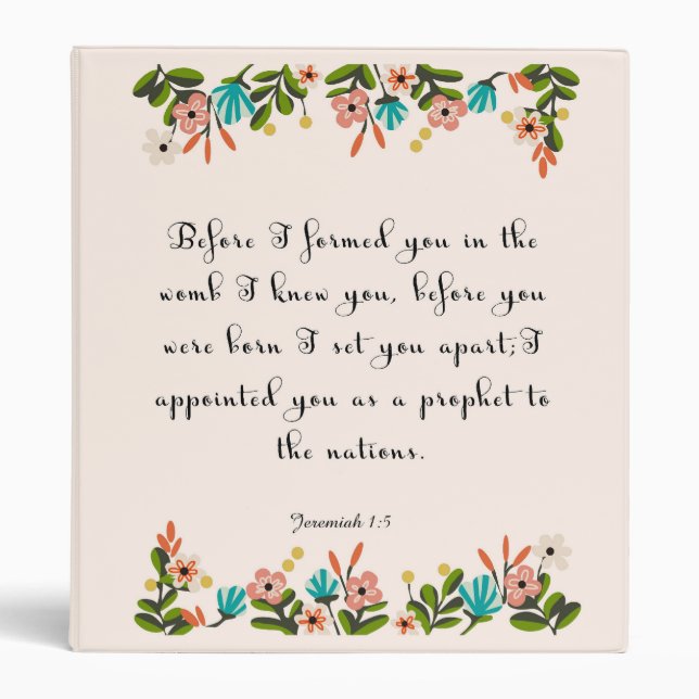 Bible Verses Art - Jeremiah 1:5 Binder (Front)
