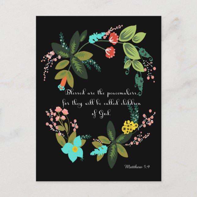 Bible Verses Art - Matthew 5:9 Postcard (Front)