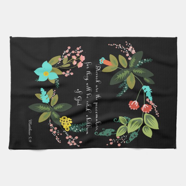 Bible Verses Art - Matthew 5:9 Towel (Horizontal)