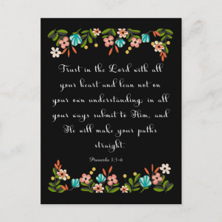 Bible Verses Art - Proverbs 3:5-6 Postcard