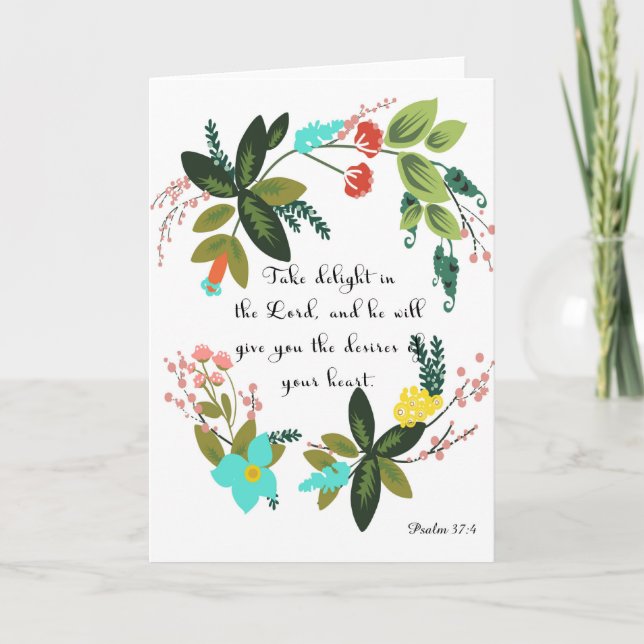 Bible Verses Art - Psalm 37:4 Holiday Card (Front)
