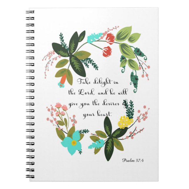 Bible Verses Art - Psalm 37:4 Notebook (Front)