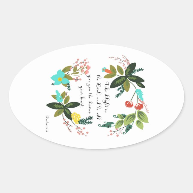 Bible Verses Art - Psalm 37:4 Oval Sticker (Front)