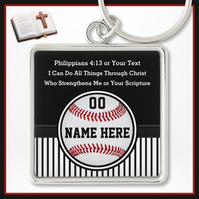Bible Verses for Baseball Players, Baseball Gifts Keychain (Creator Uploaded)