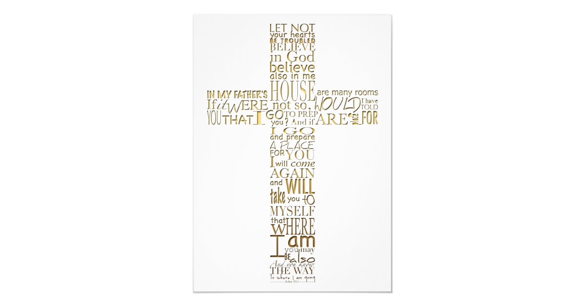 Bible Verses From John 14 Golden Memorial Service Invitation Zazzle Com