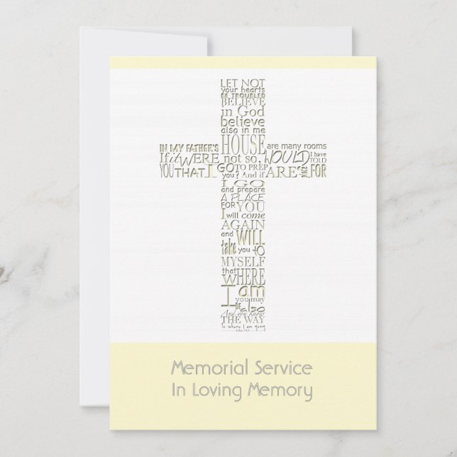 Bible Verses from John 14 Memorial Service 12 Invitation (Front)
