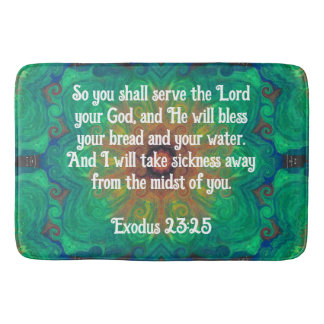 Bible Verses Healing Scripture Quote Exodus 23:25 Bath Mat