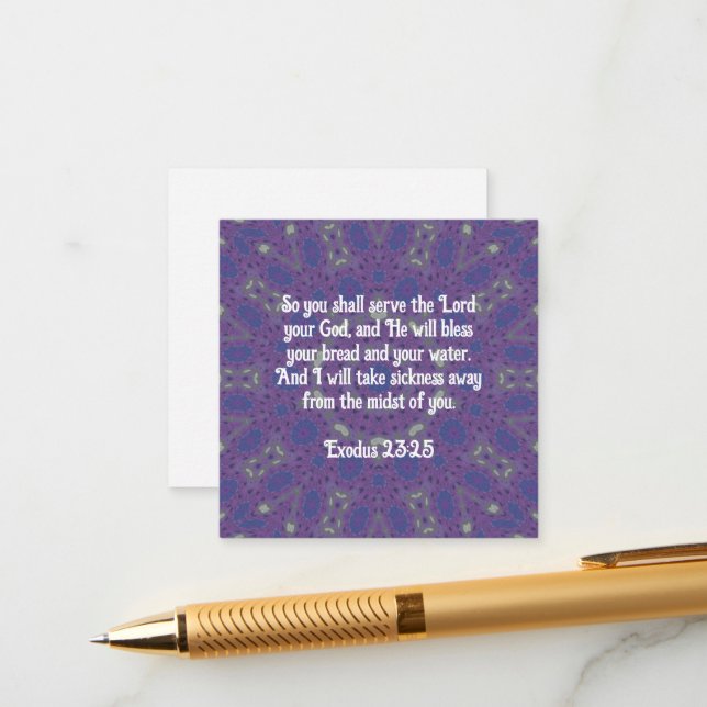 Bible Verses Healing Scripture Quote Exodus 23:25 Enclosure Card (Front/Back In Situ)