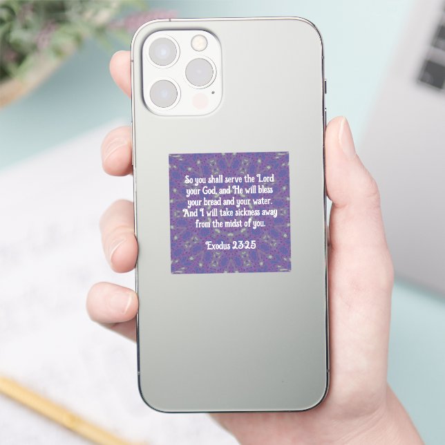 Bible Verses Healing Scripture Quote Exodus 23:25 Sticker (Phone)